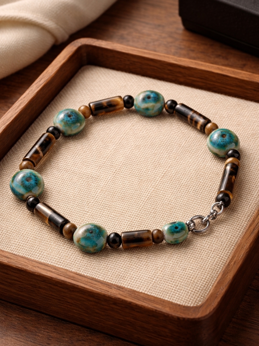 Handmade Green/Blue Stone Beaded Necklace And Jewelry Set. Boho Artisan Jewelry - Picture 5 of 15